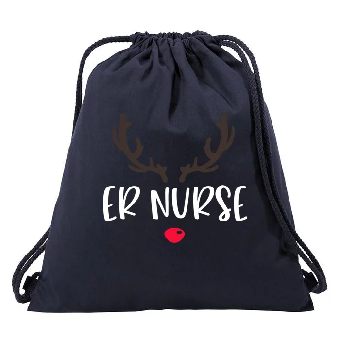 Christmas Er Nurse Rudolph Emergency Room Christmas Pajamas Cool Gift Drawstring Bag