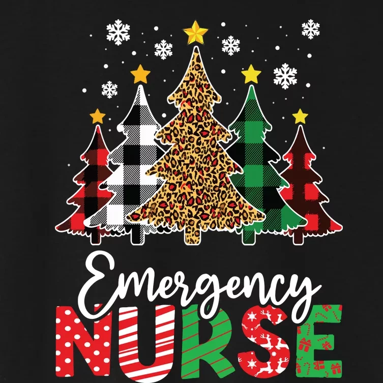 Christmas Er Nursing Women Xmas Tree Emergency Nurse Women's Crop Top Tee