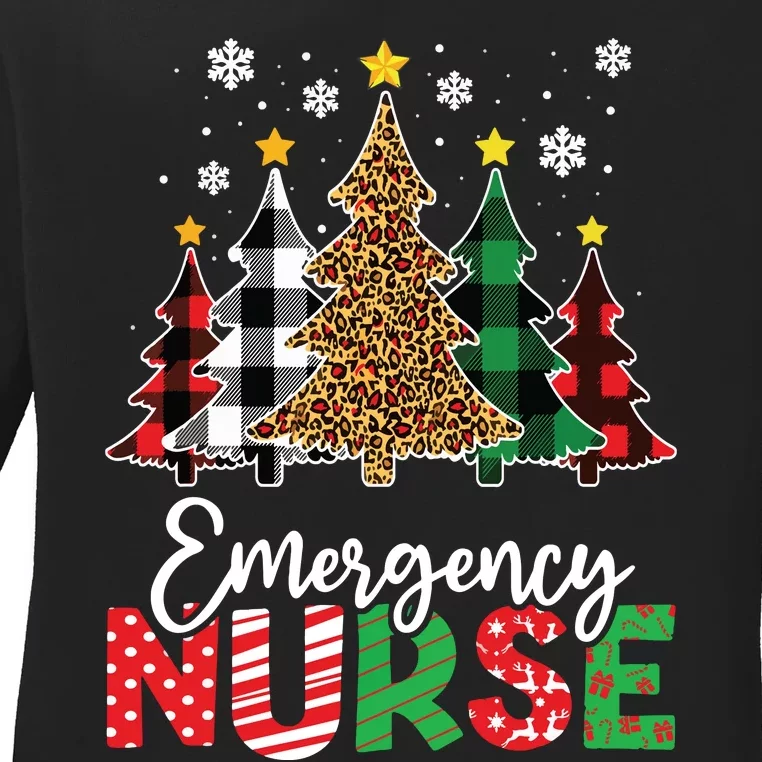 Christmas Er Nursing Women Xmas Tree Emergency Nurse Ladies Long Sleeve Shirt