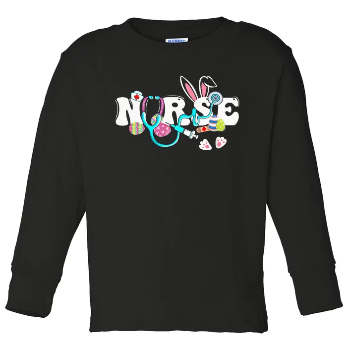 cute Easter Nurse easter bunny Easter Gifts For Nurses Toddler Long Sleeve Shirt