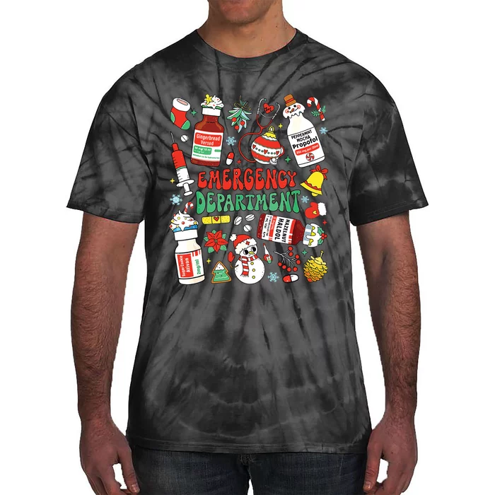 Christmas Er Nurse Emergency Department Er Ed Nurse Tech Tie-Dye T-Shirt