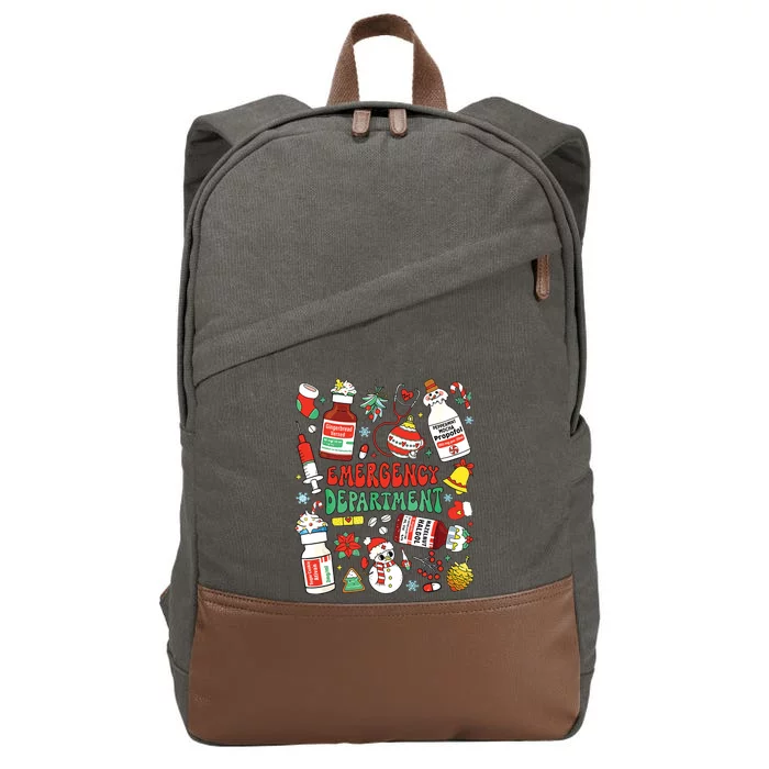 Christmas Er Nurse Emergency Department Er Ed Nurse Tech Cotton Canvas Backpack