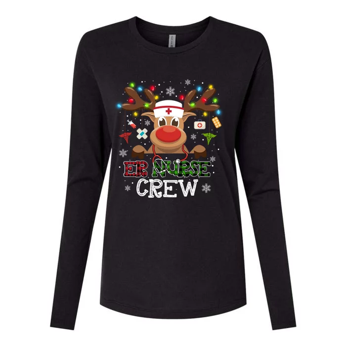 Christmas Er Nurse Crew Reindeer Nurse Buffalo Plaid Gift Womens Cotton Relaxed Long Sleeve T-Shirt