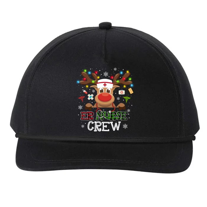 Christmas Er Nurse Crew Reindeer Nurse Buffalo Plaid Gift Snapback Five-Panel Rope Hat