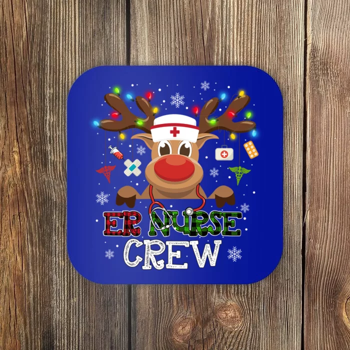 Christmas Er Nurse Crew Reindeer Nurse Buffalo Plaid Gift Coaster