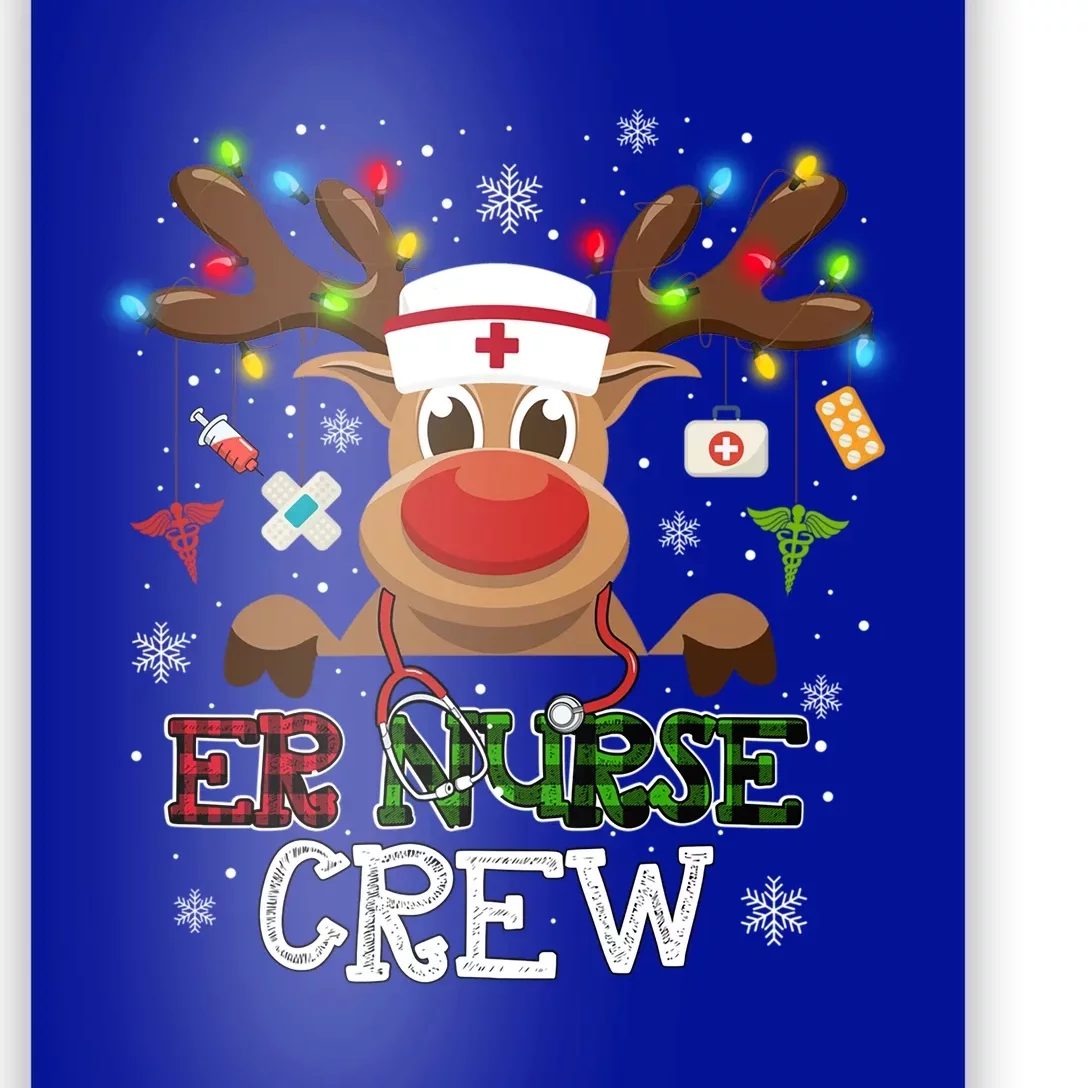 Christmas Er Nurse Crew Reindeer Nurse Buffalo Plaid Gift Poster