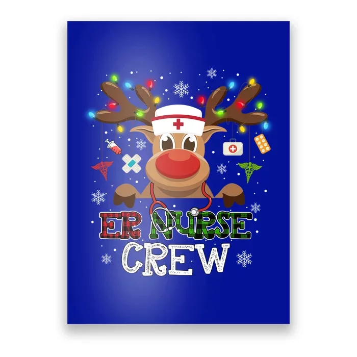 Christmas Er Nurse Crew Reindeer Nurse Buffalo Plaid Gift Poster