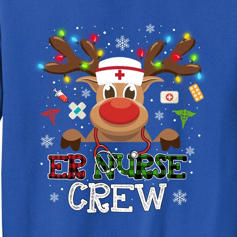 Christmas Er Nurse Crew Reindeer Nurse Buffalo Plaid Gift Tall Sweatshirt