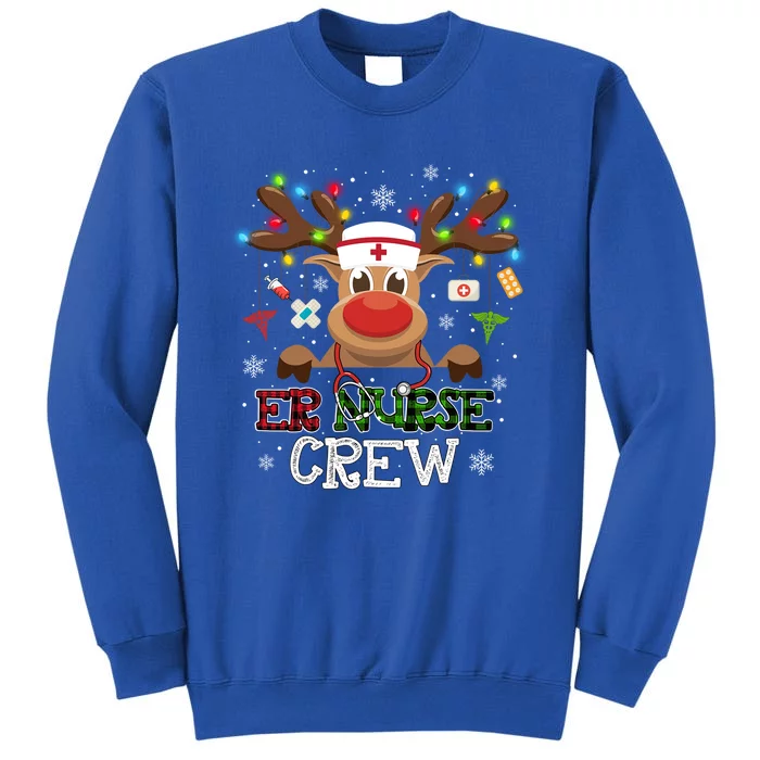 Christmas Er Nurse Crew Reindeer Nurse Buffalo Plaid Gift Tall Sweatshirt