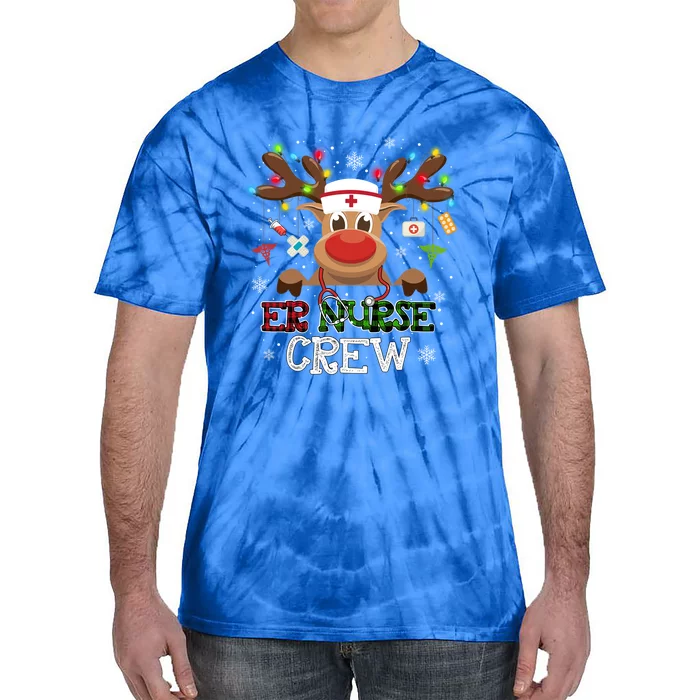 Christmas Er Nurse Crew Reindeer Nurse Buffalo Plaid Gift Tie-Dye T-Shirt