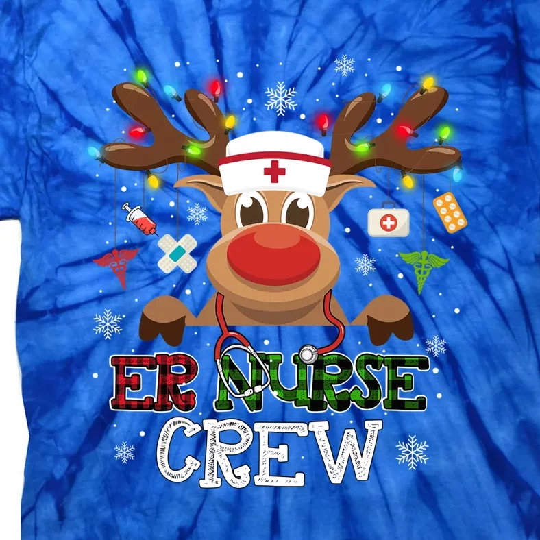 Christmas Er Nurse Crew Reindeer Nurse Buffalo Plaid Gift Tie-Dye T-Shirt