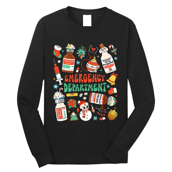 Christmas Er Nurse Emergency Department Er Ed Nurse Tech Long Sleeve Shirt