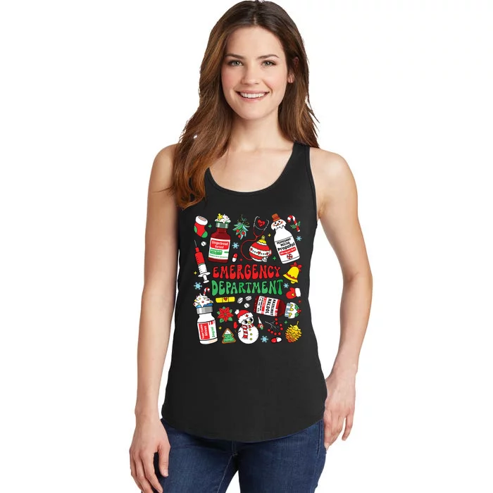 Christmas Er Nurse Emergency Department Er Ed Nurse Tech Ladies Essential Tank