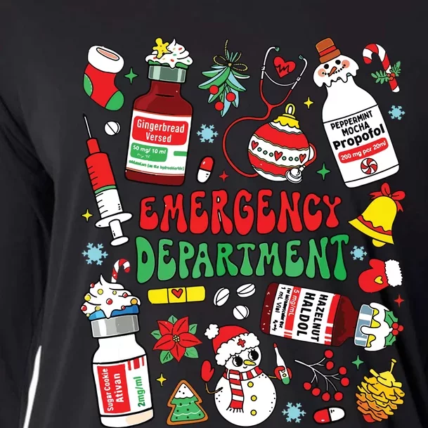 Christmas Er Nurse Emergency Department Er Ed Nurse Tech Cooling Performance Long Sleeve Crew