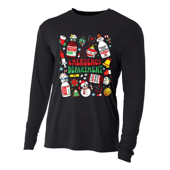 Christmas Er Nurse Emergency Department Er Ed Nurse Tech Cooling Performance Long Sleeve Crew