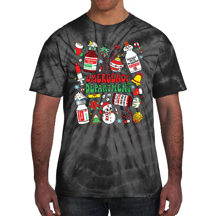 Christmas Er Nurse Emergency Department Er Ed Nurse Tech Tie-Dye T-Shirt