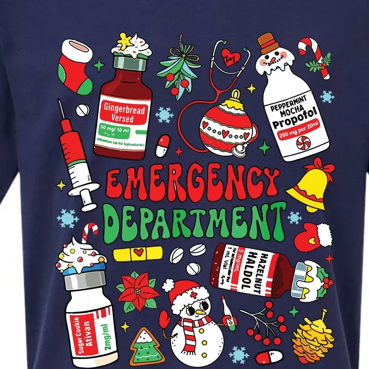 Christmas Er Nurse Emergency Department Er Ed Nurse Tech Sueded Cloud Jersey T-Shirt