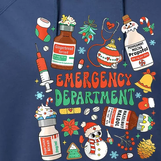 Christmas Er Nurse Emergency Department Er Ed Nurse Tech Performance Fleece Hoodie