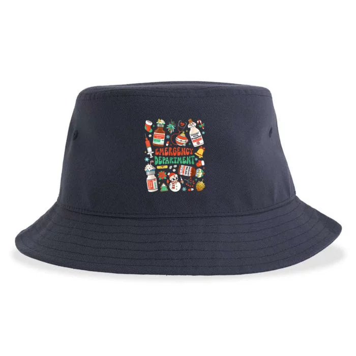 Christmas Er Nurse Emergency Department Er Ed Nurse Tech Sustainable Bucket Hat