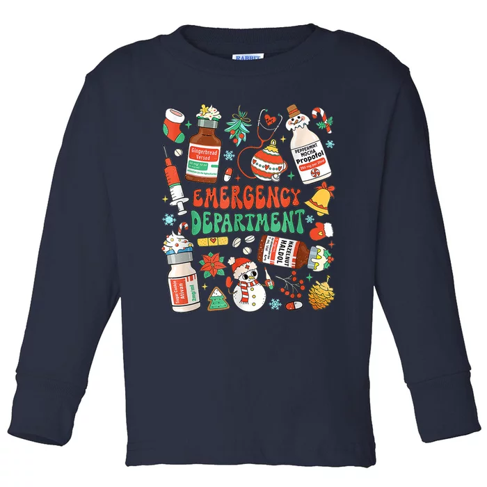 Christmas Er Nurse Emergency Department Er Ed Nurse Tech Toddler Long Sleeve Shirt