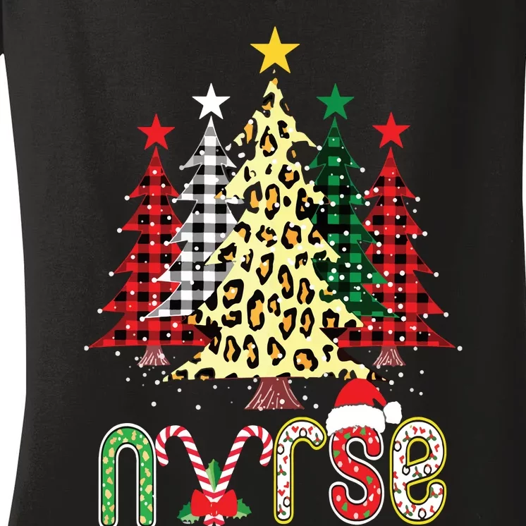 Christmas ER Nursing Xmas Tree Emergency Nurse Women's V-Neck T-Shirt