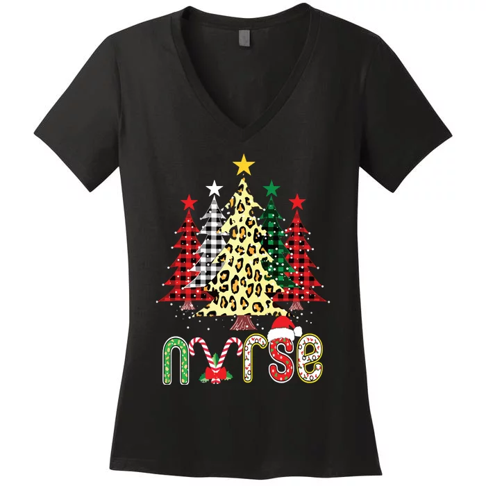 Christmas ER Nursing Xmas Tree Emergency Nurse Women's V-Neck T-Shirt