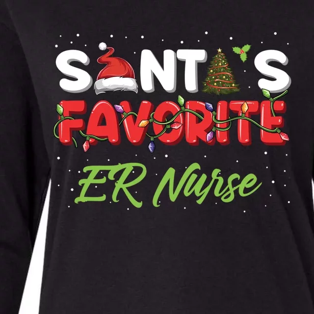 Christmas Er Nurse Funny Gift Santas Favorite Er Nurse Cute Gift Womens Cotton Relaxed Long Sleeve T-Shirt