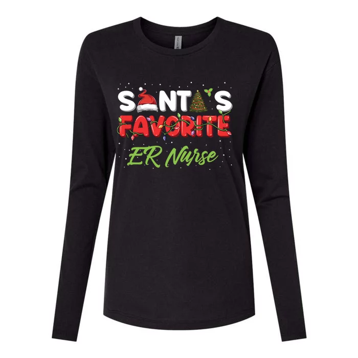 Christmas Er Nurse Funny Gift Santas Favorite Er Nurse Cute Gift Womens Cotton Relaxed Long Sleeve T-Shirt