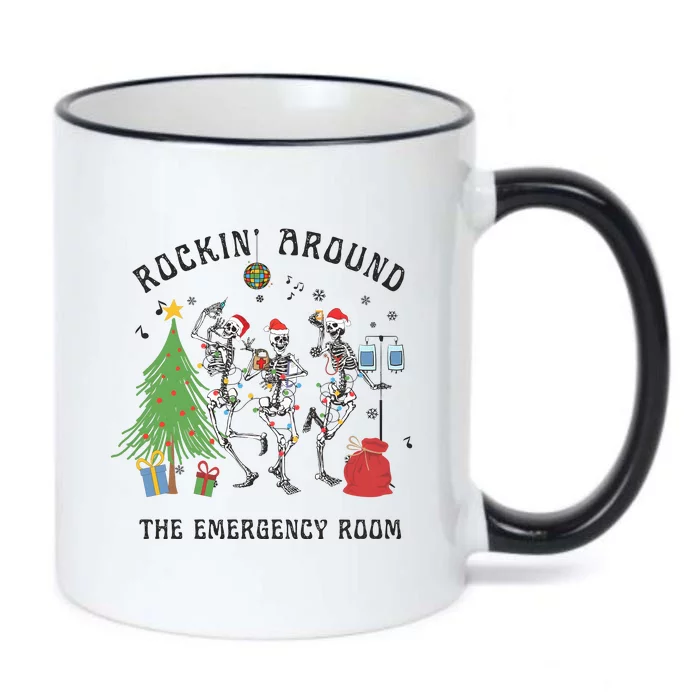 Christmas Er Nurse Emergency Department Holiday Dancing Skeleton Black Color Changing Mug