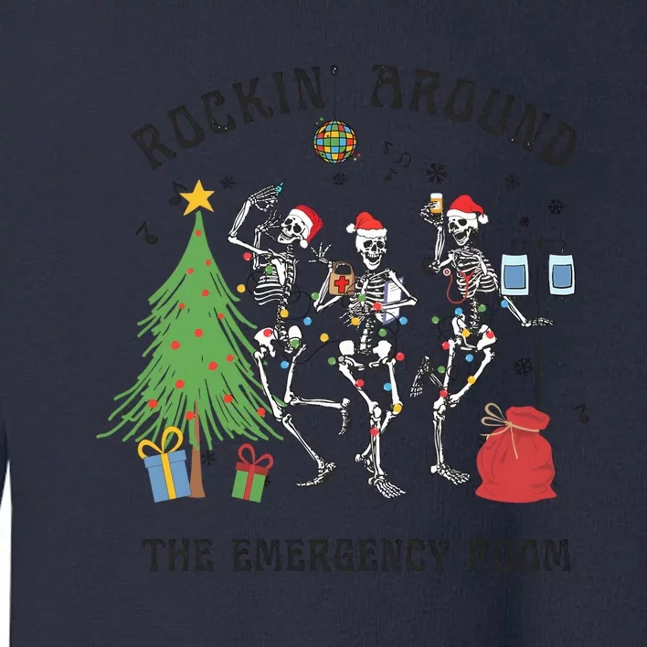 Christmas Er Nurse Emergency Department Holiday Dancing Skeleton Toddler Sweatshirt