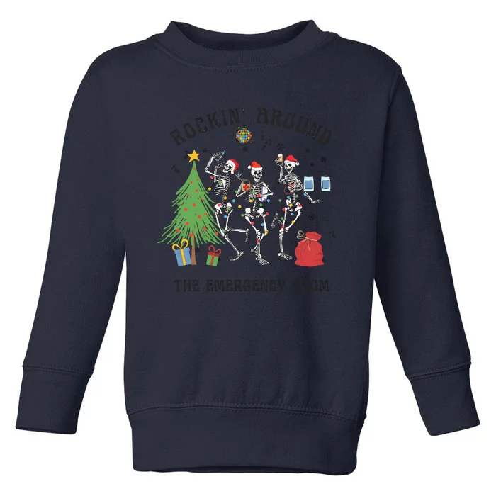 Christmas Er Nurse Emergency Department Holiday Dancing Skeleton Toddler Sweatshirt