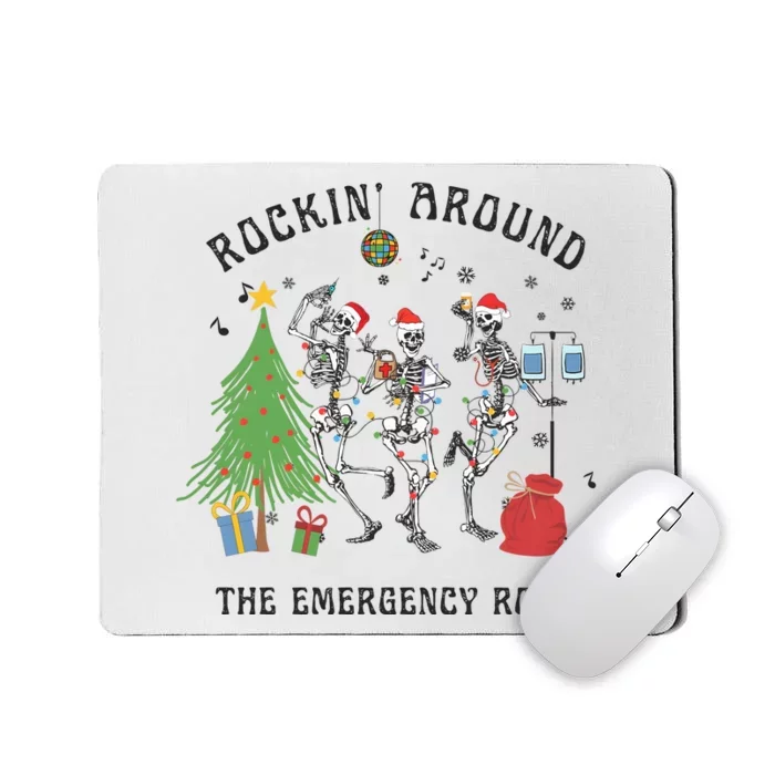 Christmas Er Nurse Emergency Department Holiday Dancing Skeleton Mousepad