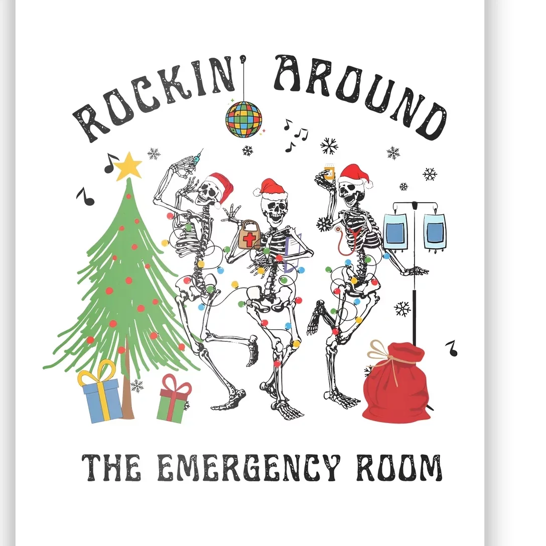 Christmas Er Nurse Emergency Department Holiday Dancing Skeleton Poster