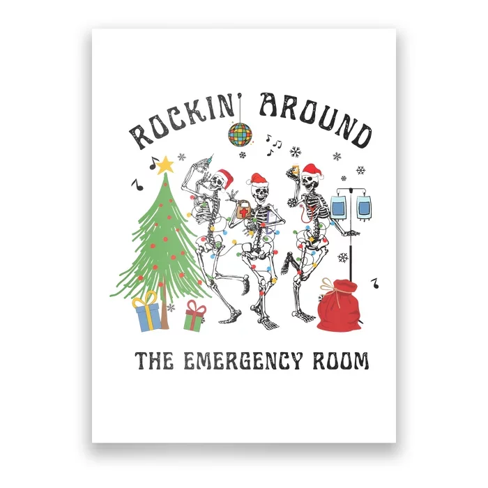 Christmas Er Nurse Emergency Department Holiday Dancing Skeleton Poster