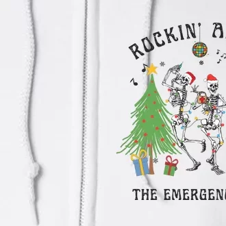 Christmas Er Nurse Emergency Department Holiday Dancing Skeleton Full Zip Hoodie