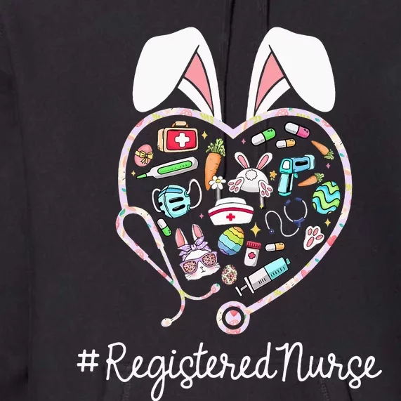 Cute Easter Nurse Bunny Ears Happy Easter Eggs Premium Hoodie