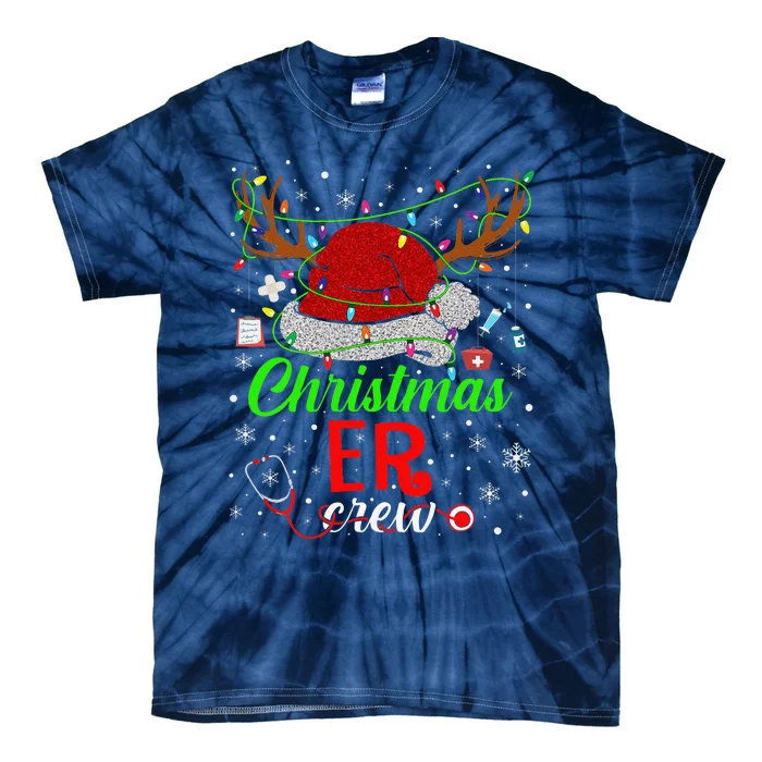 Christmas ER Nurse Crew Santa Nurse Life Funny Xmas Pajama Tie-Dye T-Shirt