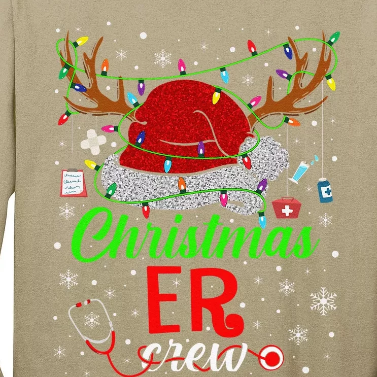 Christmas ER Nurse Crew Santa Nurse Life Funny Xmas Pajama Tall Long Sleeve T-Shirt