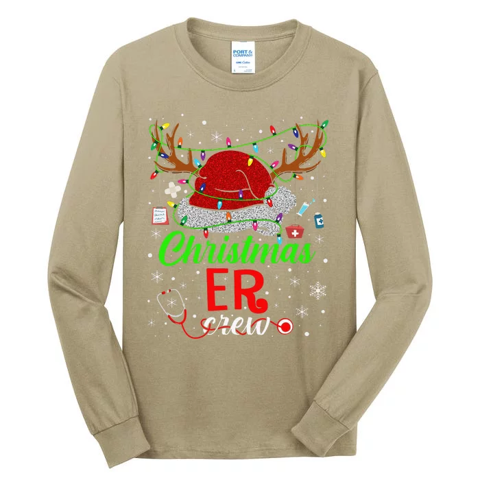 Christmas ER Nurse Crew Santa Nurse Life Funny Xmas Pajama Tall Long Sleeve T-Shirt