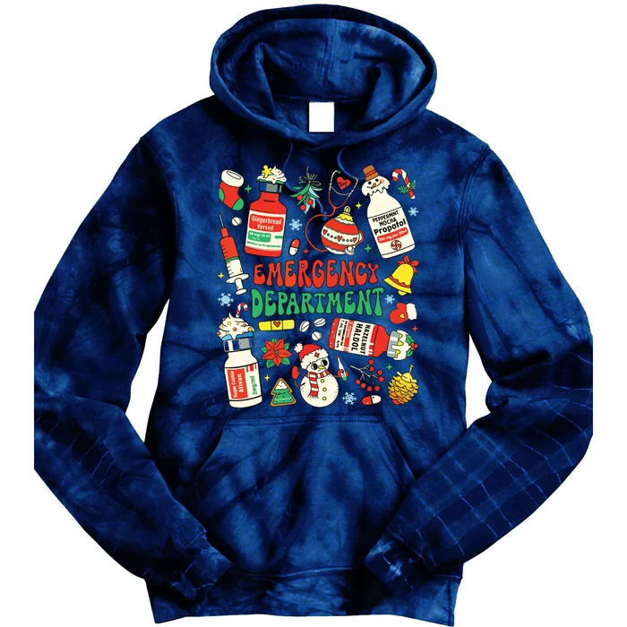 Christmas Er Nurse Emergency Department Er Ed Nurse Tech Tie Dye Hoodie