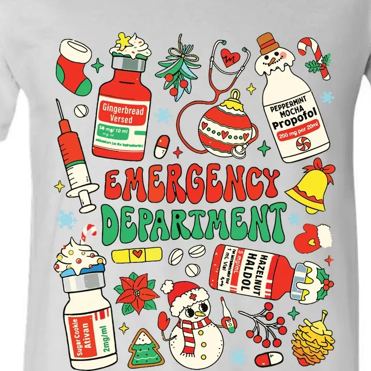 Christmas Er Nurse Emergency Department Er Ed Nurse Tech V-Neck T-Shirt