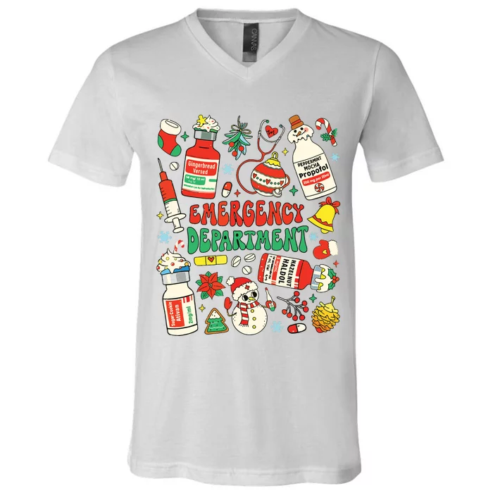 Christmas Er Nurse Emergency Department Er Ed Nurse Tech V-Neck T-Shirt