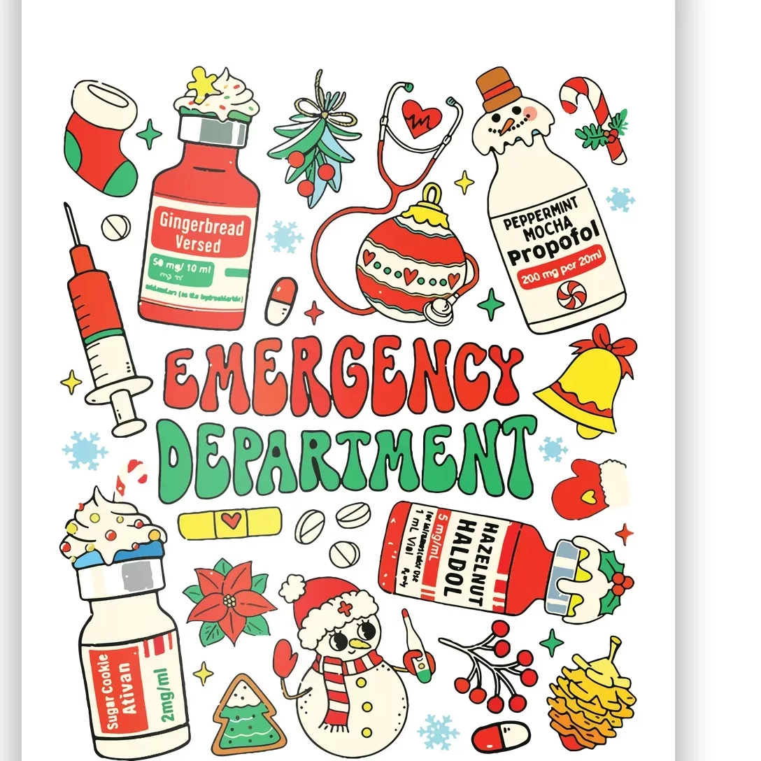 Christmas Er Nurse Emergency Department Er Ed Nurse Tech Poster