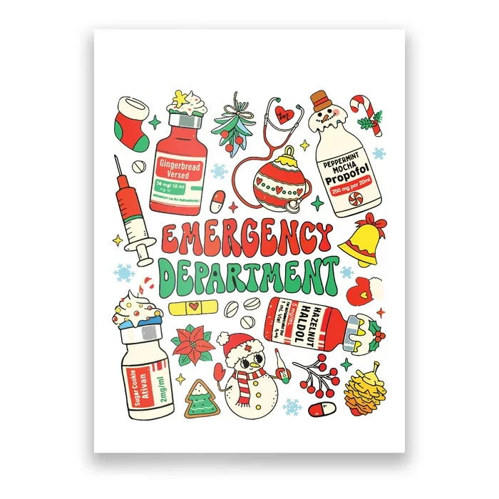 Christmas Er Nurse Emergency Department Er Ed Nurse Tech Poster