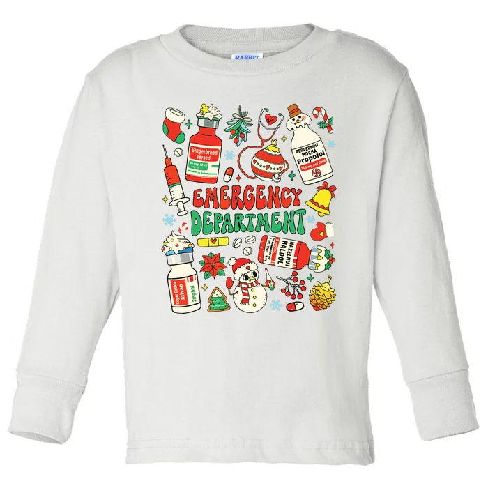 Christmas Er Nurse Emergency Department Er Ed Nurse Tech Toddler Long Sleeve Shirt