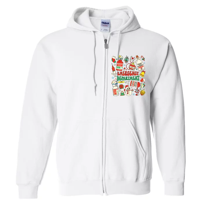 Christmas Er Nurse Emergency Department Er Ed Nurse Tech Full Zip Hoodie