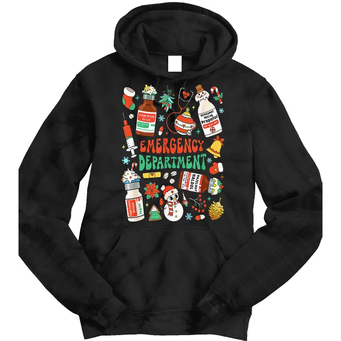 Christmas ER Nurse Emergency Department ER Ed Nurse Tech Tie Dye Hoodie