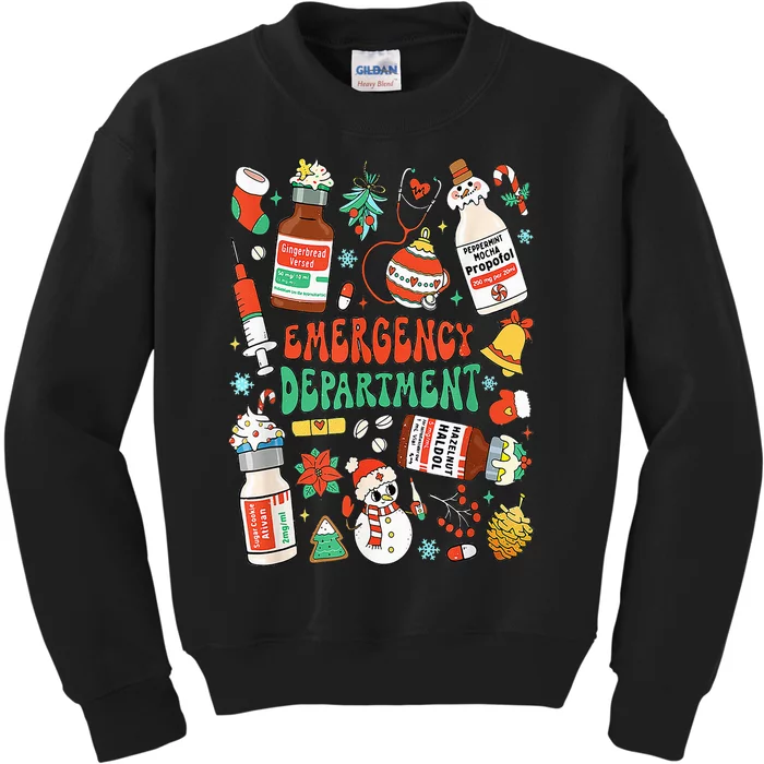 Christmas ER Nurse Emergency Department ER Ed Nurse Tech Kids Sweatshirt