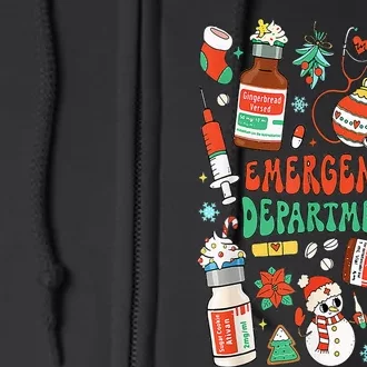 Christmas ER Nurse Emergency Department ER Ed Nurse Tech Full Zip Hoodie