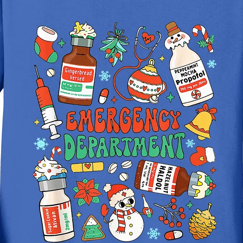 Christmas ER Nurse Emergency Department ER Ed Nurse Tech Kids Long Sleeve Shirt